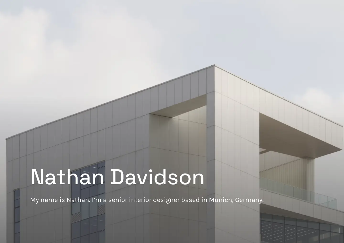 An architecture portfolio cover page example, which is an Archifolio site exported as a PDF